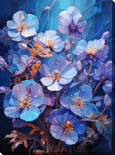 Картина маслом Фиалки №66