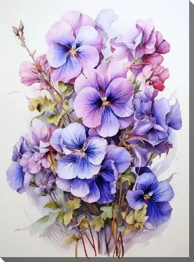 Картина маслом Фиалки №67