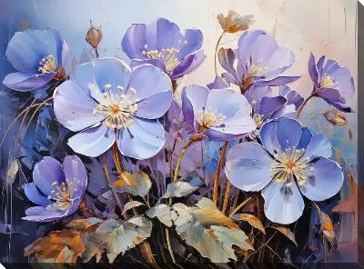 Картина маслом Фиалки №68