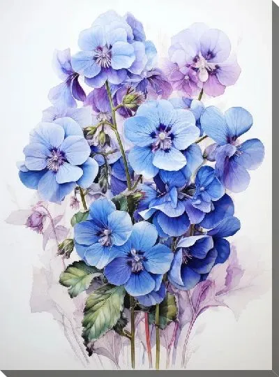 Картина маслом Фиалки №69