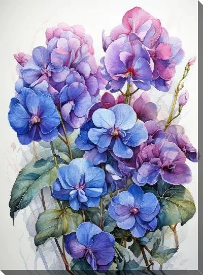 Картина маслом Фиалки №71