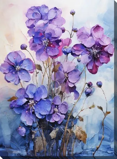 Картина маслом Фиалки №72