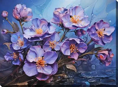 Картина маслом Фиалки №74