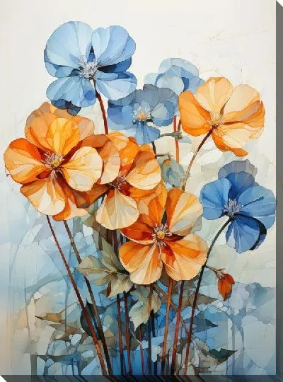 Картина маслом Фиалки №75