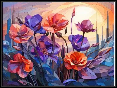 Фиалки в стиле кубизм