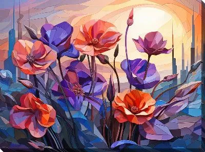 Фиалки в стиле кубизм