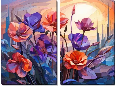 Фиалки в стиле кубизм