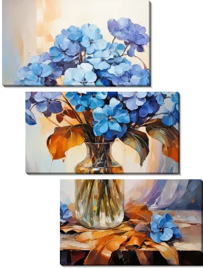 Модульная картина Фиалки в вазе №2