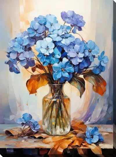 Картина маслом Фиалки в вазе №2