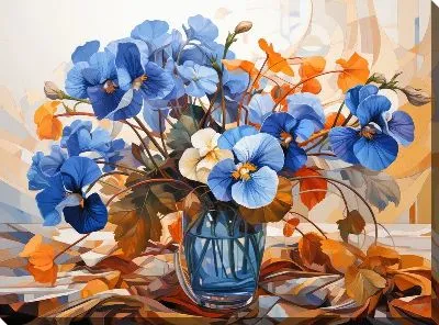 Картина маслом Фиалки №79