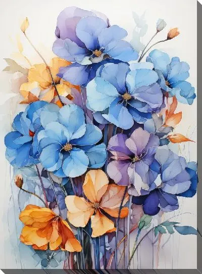 Картина маслом Фиалки №80