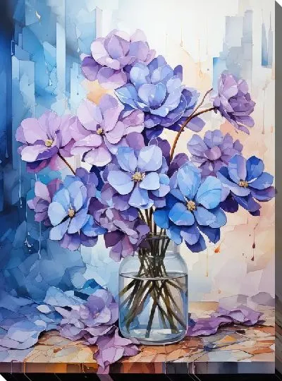 Картина маслом Фиалки №82