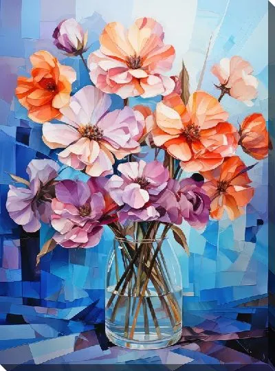 Картина маслом Фиалки №83