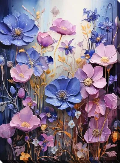 Картина маслом Фиалки №85