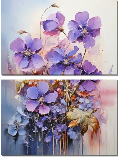 Модульная картина Фиалки №86