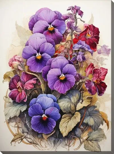Постер Фиалки в стиле винтаж
