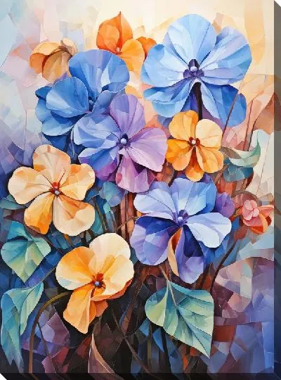 Картина маслом Фиалки №87