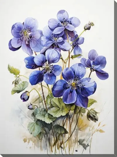 Картина маслом Фиалки №88