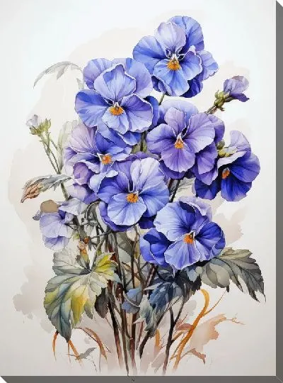 Картина маслом Фиалки №89