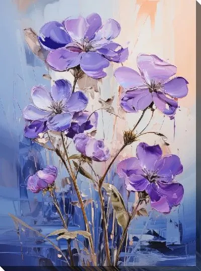 Картина маслом Фиалки №90