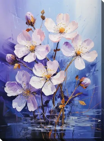 Картина маслом Фиалки №91