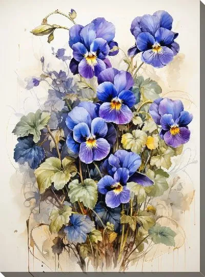 Картина маслом Фиалки №92