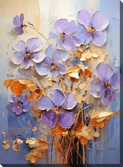 Постер Фиалки и золотой декор №6
