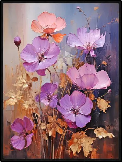 Картина Фиалки и золотой декор №9