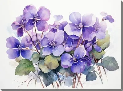 Картина маслом Фиалки №98