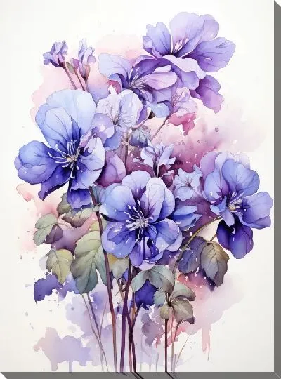 Картина маслом Фиалки №99