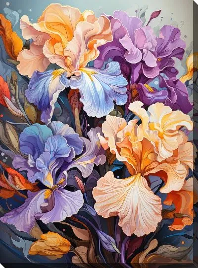 Картина маслом Цветы ирисы