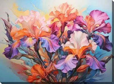 Картина маслом Яркие ирисы