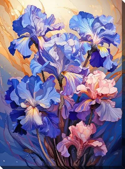 Картина маслом Голубые ирисы