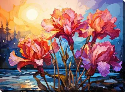 Картина маслом Ирисы №42