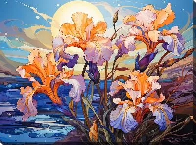 Картина маслом Ирисы №44