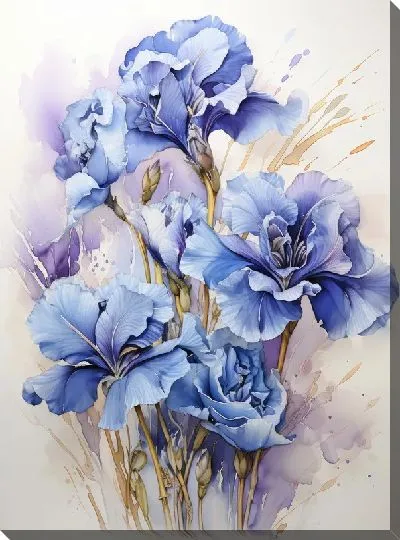 Картина маслом Ирисы в акварельном стиле №6