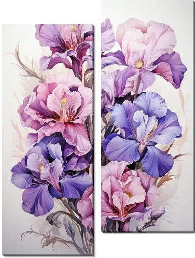 Модульная картина Ирисы в акварельном стиле №11