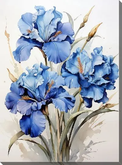 Картина маслом Ирисы в акварельном стиле №12