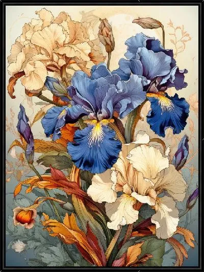 Картина Ирисы в стиле винтаж