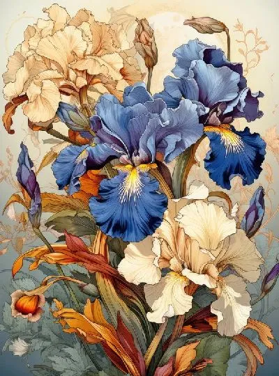 Плакат Ирисы в стиле винтаж