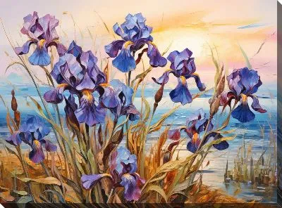 Картина маслом Ирисы №56