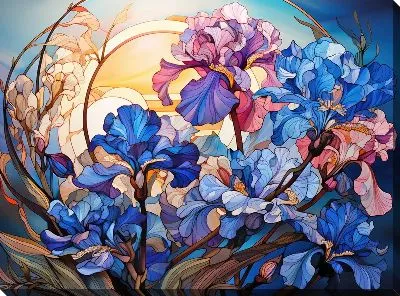 Картина маслом Ирисы №58