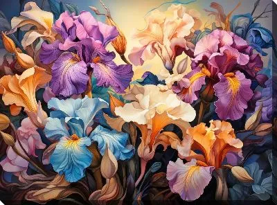 Картина маслом Ирисы №69