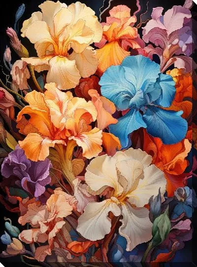 Картина маслом Ирисы №74