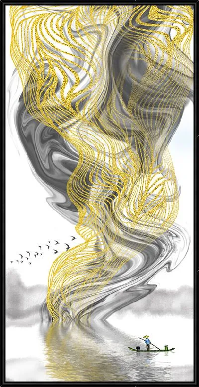 Картина Серо-золотой вихрь