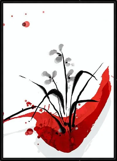 Картина Цветы бело-красно-черные