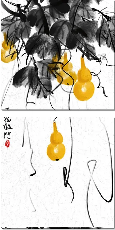 Модульная картина Китайский желтые фонарики и листья