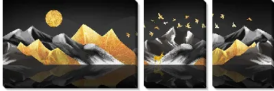 Модульная картина Ночные золотые горы