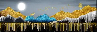 Постер Золотые горы и полная Луна