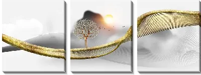 Модульная картина Композиция с золотым деревом
